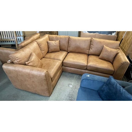 1305 - An Austin milan tan LHF faux leather sofa RRP £1,399.99