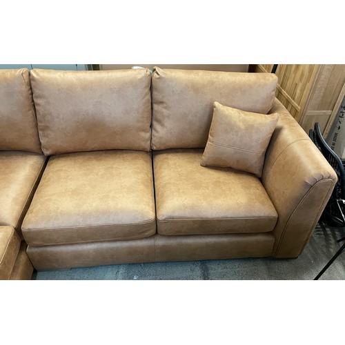 1305 - An Austin milan tan LHF faux leather sofa RRP £1,399.99