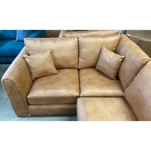 1305 - An Austin milan tan LHF faux leather sofa RRP £1,399.99