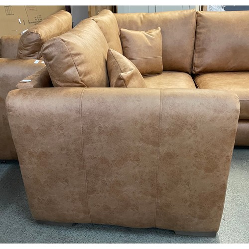 1305 - An Austin milan tan LHF faux leather sofa RRP £1,399.99