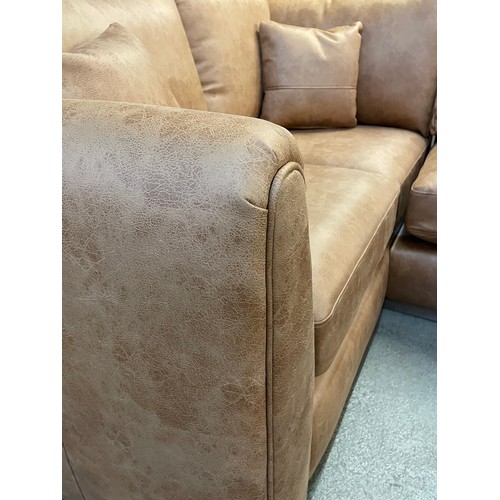 1305 - An Austin milan tan LHF faux leather sofa RRP £1,399.99