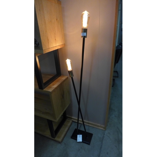 1337 - A black filament crossover floor lamp, H 127cms (27938)   #