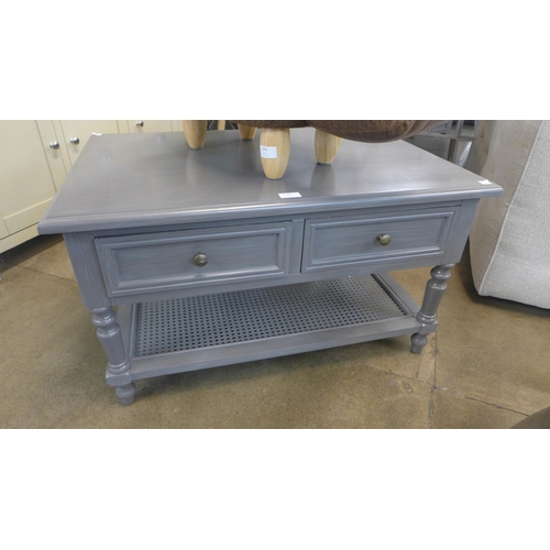 1346 - A grey two drawer coffee table ( marked)