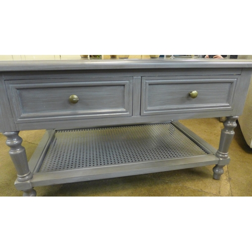 1346 - A grey two drawer coffee table ( marked)