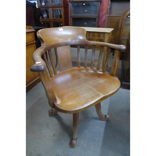 137 - An Edward VII mahogany revolving Captain's desk chair