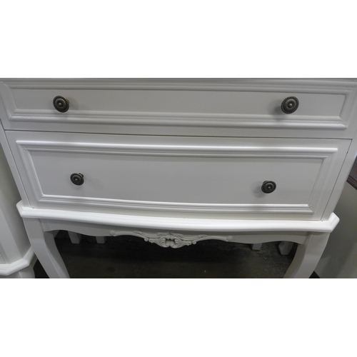 1376 - A white two drawer chest with contrasting top