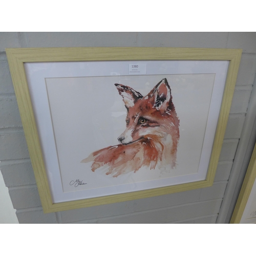 1379 - A Meg Hawkins framed fox print, 40 x 50cms (MH102810)   #