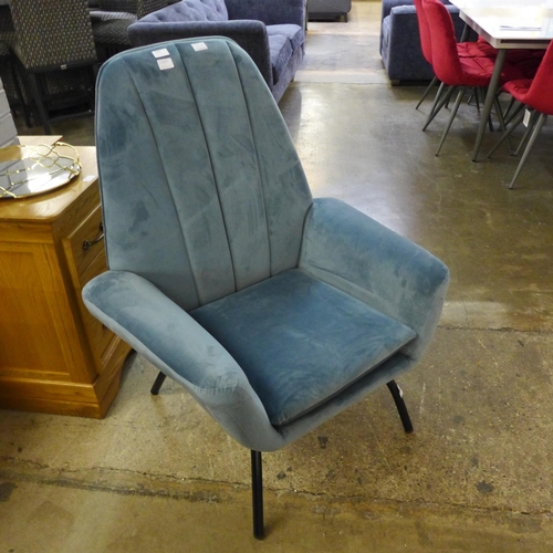 1396 - A Condor aqua velvet chair - Boxed