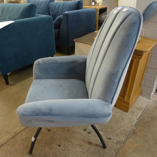 1396 - A Condor aqua velvet chair - Boxed