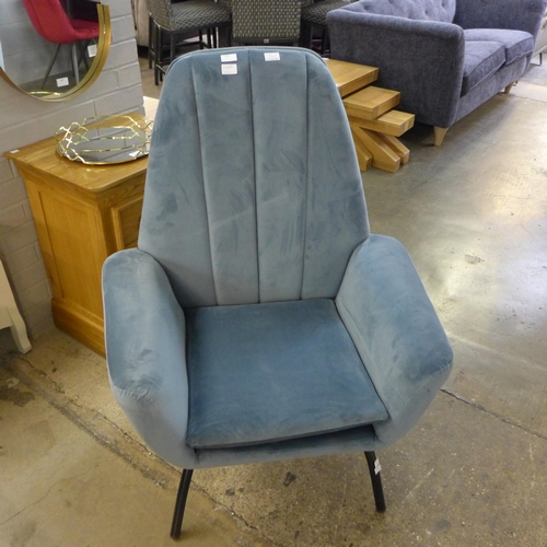 1397 - A Condor aqua velvet chair