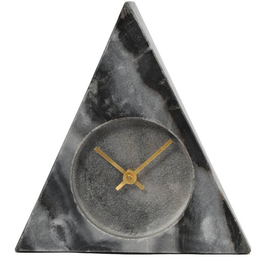 1426 - A grey marble triangular mantel clock, 20 x 20 x 20cms (70425728)   #