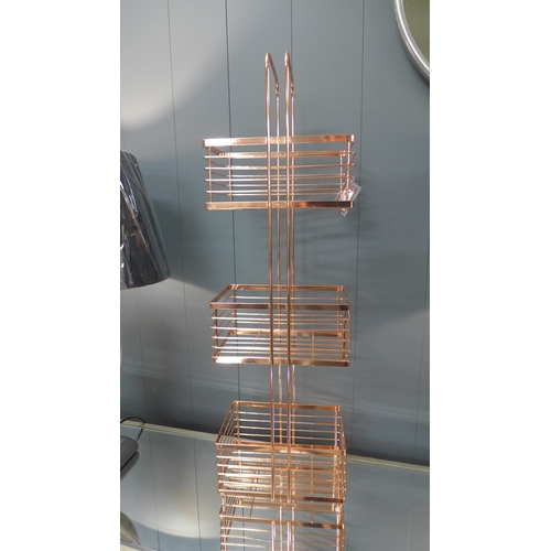 1435 - A three tier copper storage unit, H 72cms (KG075518)   #