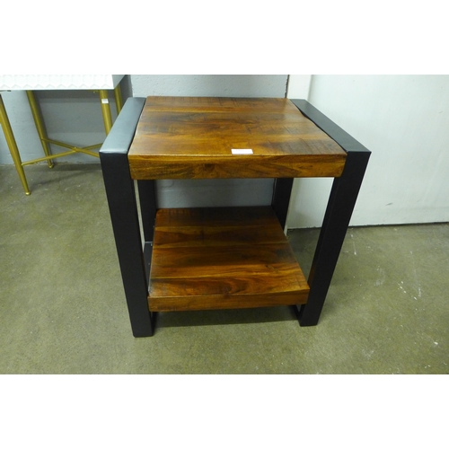 1454 - A phoenix hardwood and steel two tier side table