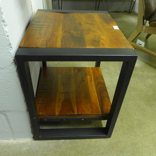 1454 - A phoenix hardwood and steel two tier side table