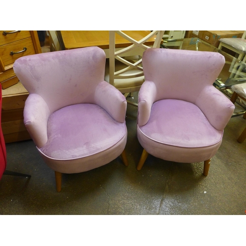 1456 - A pair of Charleston violet velvet tub chairs (boxed)