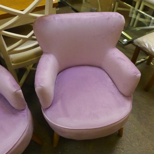 1456 - A pair of Charleston violet velvet tub chairs (boxed)