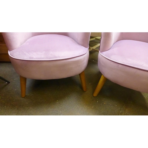 1456 - A pair of Charleston violet velvet tub chairs (boxed)