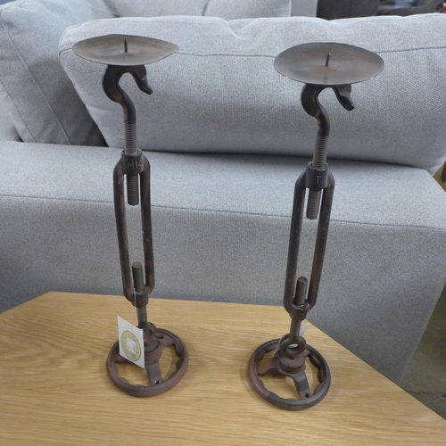 1520 - A pair of Besp-Oak industrial style candle holders