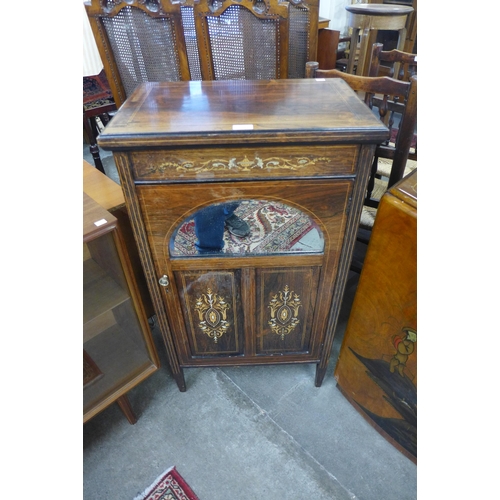 108 - A Victorian inlaid rosewood side cabinet