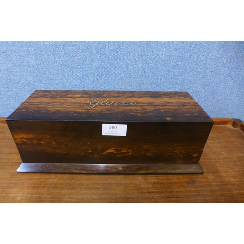 380 - A mid Victorian coromandel and brass mounted glove box