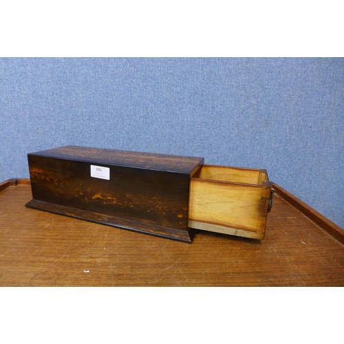 380 - A mid Victorian coromandel and brass mounted glove box