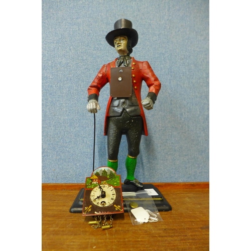 400 - A German style painted metal figural timepiece