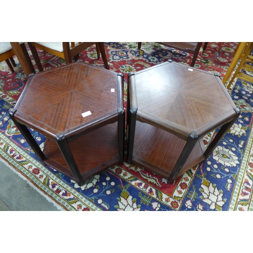 75 - A pair of Danish simulated rosewood hexagonal occasional tables