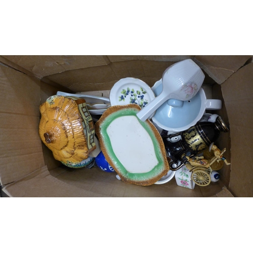 1218 - Three boxes of mixed china, Royal Crown Derby, Tudor, etc. **PLEASE NOTE THIS LOT IS NOT ELIGIBLE FO... 