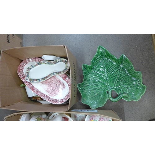 1218 - Three boxes of mixed china, Royal Crown Derby, Tudor, etc. **PLEASE NOTE THIS LOT IS NOT ELIGIBLE FO... 