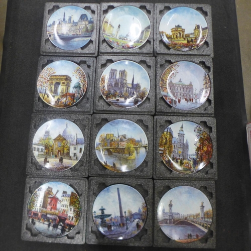 1221 - Louis Dali porcelain de Limoges scenes of France, Pan's plates by Henri D'Arceau & Fils in original ... 