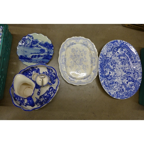 1238 - Two boxes of blue and white pottery **PLEASE NOTE THIS LOT IS NOT ELIGIBLE FOR POSTING AND PACKING**