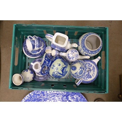 1238 - Two boxes of blue and white pottery **PLEASE NOTE THIS LOT IS NOT ELIGIBLE FOR POSTING AND PACKING**