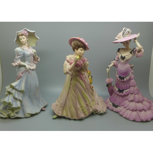 614 - Four Wedgwood Four Seasons figures, boxed, Christina, Harriet, Abigail and Georgina, plus Coalport A... 