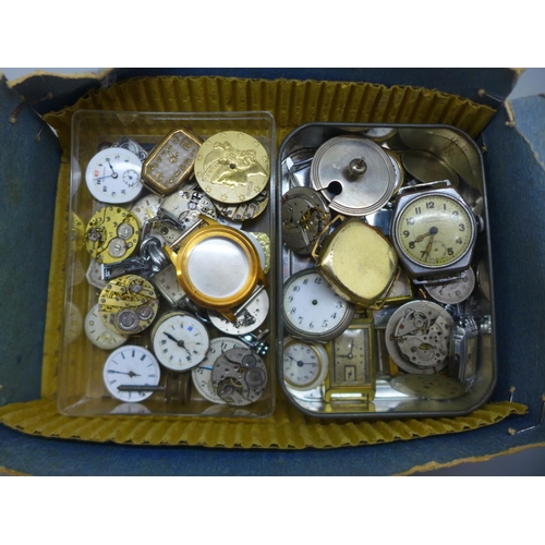 618 - A collection of pocket watch movements, etc.