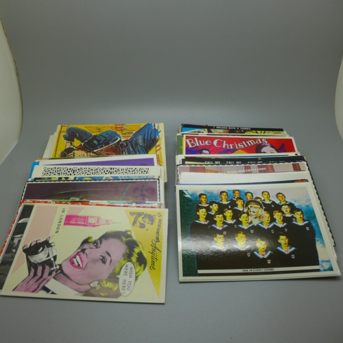 622 - A collection of 240 postcards depicting pop art, pin-ups, satirical, Russian art, film posters, etc.