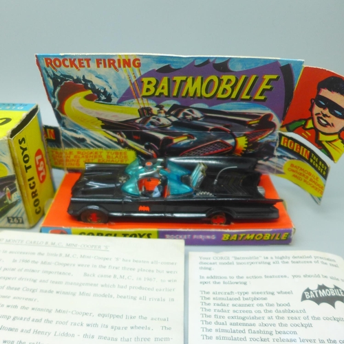 628 - A Corgi Toys Batmobile, boxed with some missiles & instructions