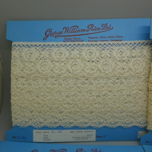 632 - Five reams of local Nottingham lace from G.W. Price, Lace Market