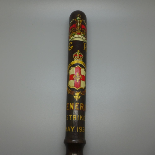 634 - A Lincolnshire Constabulary truncheon, commemorating The General Strike of 1926