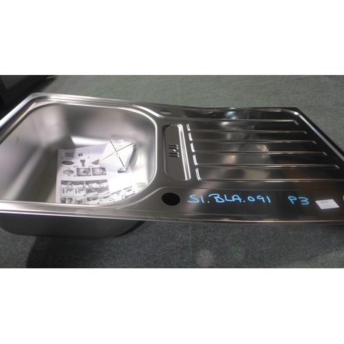 3019 - Tibet 1 Bowl RVS Brushed Steel Sink (500X870mm) * This Lot Is Subject To Vat