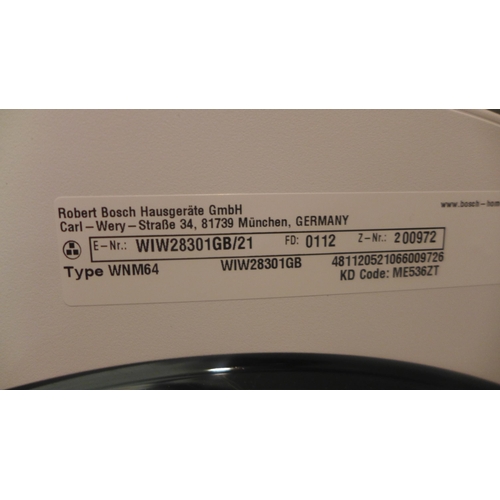 3028 - Bosch Integrated Washing Machine (8Kg) (H818Xw596Xd544) - Model No:- WIW28301GB, Original RRP £654.1... 