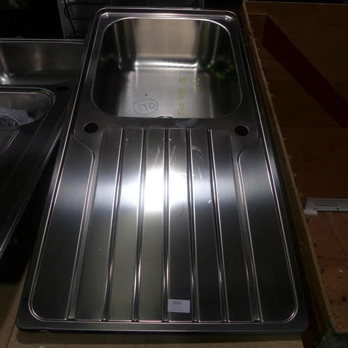 3035 - Blanco Dinas 1.0 Bowl RVS Stainless Steel Sink (500X1000mm) * This Lot Is Subject To Vat