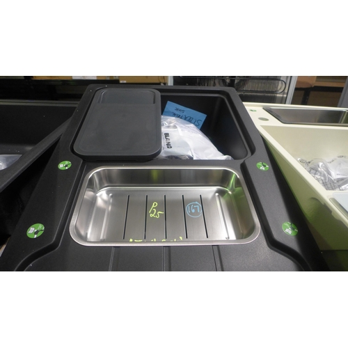 3038 - Blanco 1.5 Bowl LHD Black Composite Sink with Removable Drainer & Cover * This Lot Is Subject To Vat