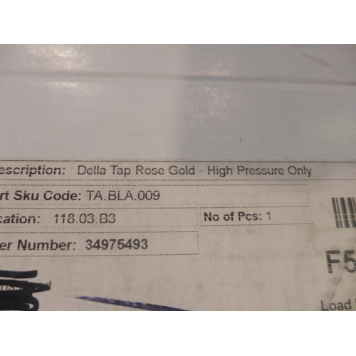 3054 - Della Rose Gold Tap - High Pressure Only * This Lot Is Subject To Vat