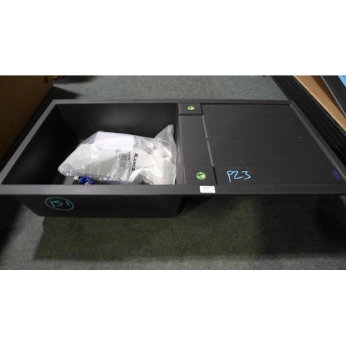 3064 - Crete Composite 1.0 Bowl RVS Black Sink (500X1000mm) * This Lot Is Subject To Vat