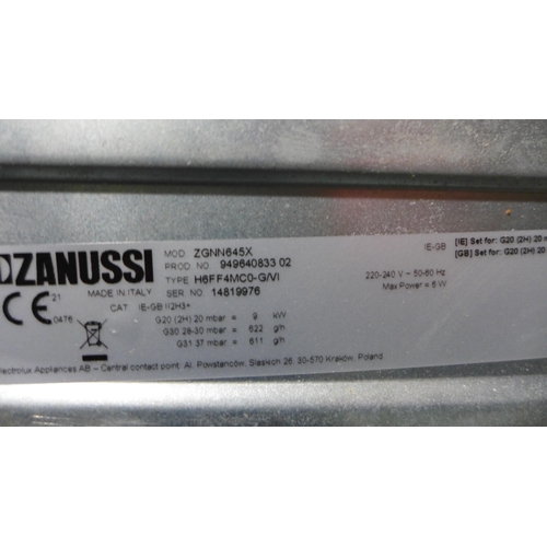 3066 - Zanussi 4-Zone Gas Hob (H40Xw595Xd510) - Model No:- ZGNN645X, Original RRP £165.83 Inc. Vat * This L... 