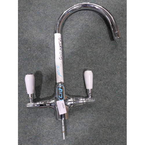 3089 - Fortuna Tap Chrome With White Handles - High/Low Pressure * This Lot Is Subject To Vat