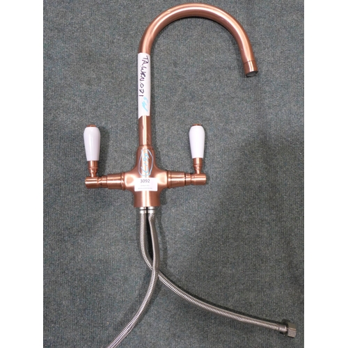 3092 - Rose Gold Tap with White Handles * This Lot Is Subject To Vat