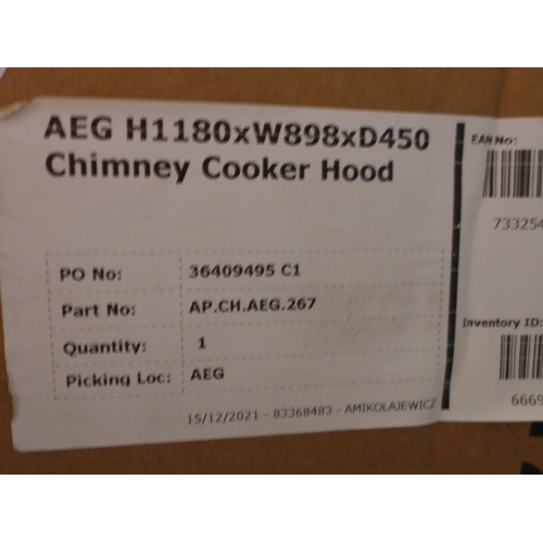 3097 - AEG Chimney Cooker Hood (H1180Xw898XD450) - Model No:- DBK6980HG* This Lot Is Subject To Vat