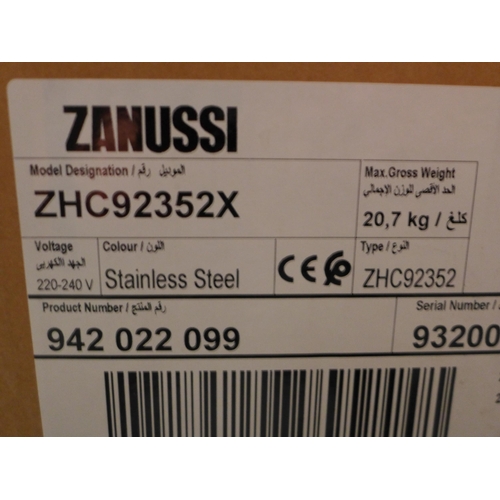 3098 - Zanussi Chimney Cooker Hood with Curved Glass (H605Xw898Xd500) - Model No:- ZHC92352X, Original RRP ... 