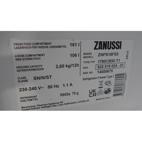 3106 - Zanussi 50/50 Fridge Freezer - Low Frost (H1772Xw548XD549) Model: ZNFN18FS5 * This Lot Is Subject To... 